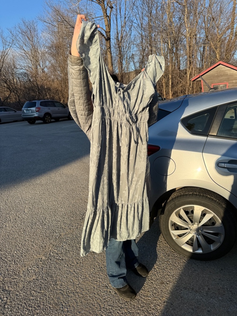Joie Gray Tiered Ruffle Midi Dress